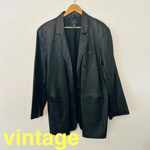 VTG INC International Concepts Women's Black Leather Jacket Blazer